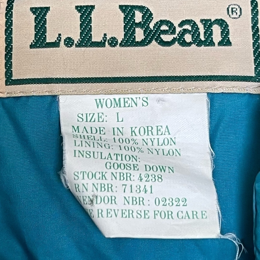 Vintage L.L. Bean Goose Down Insulated Puffer Vest Blue Teal Women’s L - Picture 5 of 6